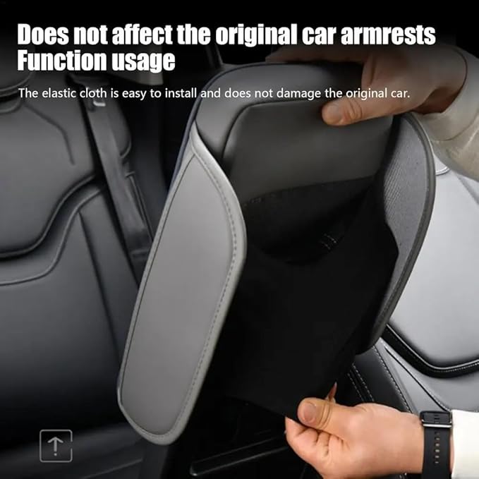 Car Center Console Cushion for Chevrolet City Express 2015-2018, Nappa Leather Memory Foam Armrest Cover with Side Storage Pockets, Auto Elbow Support Pad 1pc,Black