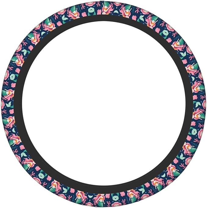 Little Merry Mermaids Neoprene Steering Wheel Covers Women Men Car Accessories, Universal 15 Inch Fit Auto, Suvs, Truck
