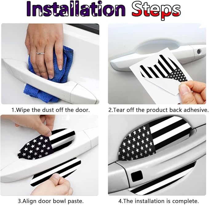HAOBO 4PCS Car Door Handle Cup Scratch Protectors, Anti-Scratch Vehicle Protective Film, Exterior Accessories Universal for Most Cars