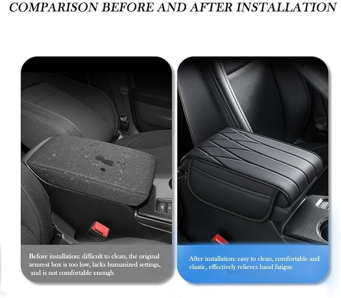 Car Center Console Cover for Ford Bronco Badlands/Sasquatch 2021-2025, Leather Armrest Pad Comfortable Waterproof Arm Rest Box Cushion Protector with Storage Bag,Normal-D/Beige