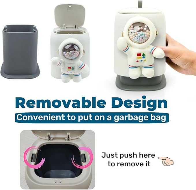 Car Can Garbage Bin Cute Cartoon Style Hanging Car Flip Lid Trash Can Detachable Leak-Proof ABS Material Spaceman Duck Smile Cloud (Smiling Cloud)