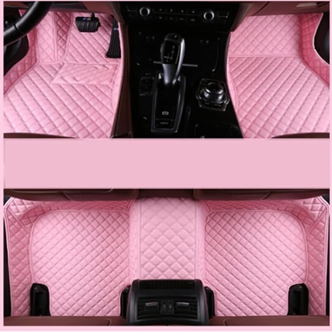 Custom Making Car Floor Mats Protection Pads for 99% Sedan/Coupe/Hatchback/SUV/Pickup Men Women Car Floor Mats Coverage Pads Anti-Slip Leather Floor Lining (Pink)
