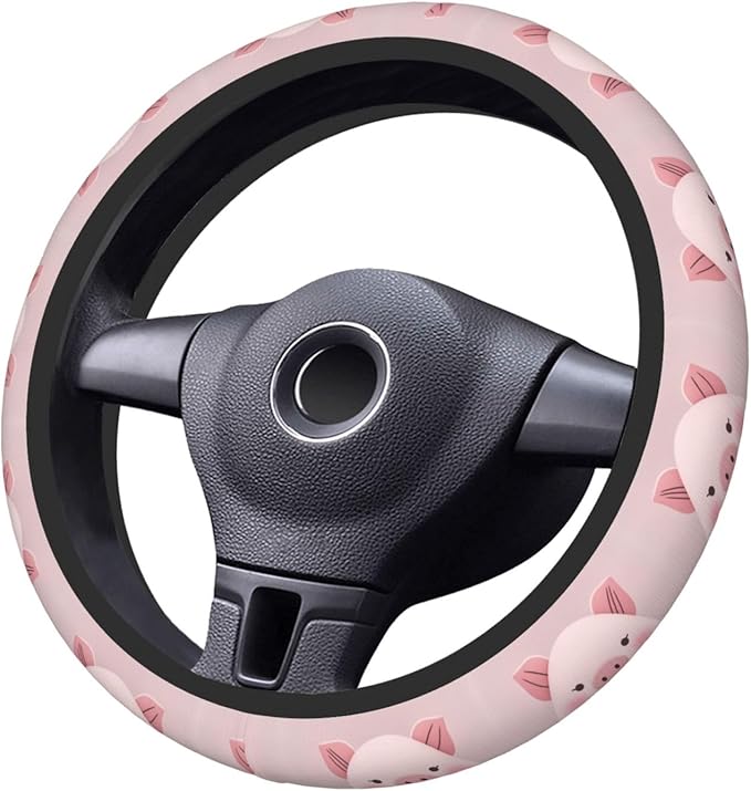 Fashion Piggy Cute-Pig Cartoon Universal Fit Steering Wheel Cover for Car, Truck, and SUV, Durable Steering Wheel Protection
