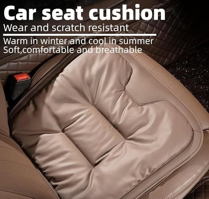 Car Seat Cushion, 2025 New Skin-Friendly Leather Seat Cushions, Breathable Dirt-Repellent Memory Foam Pad for Most Auto & Office Chairs (White)