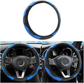 Car Steering Wheel Cover, Universal Microfiber PU Leather Elastic 15 inch Stitching Color Anti-Slip Steering Wheel Protector, Car Interior Accessories Steering Wheel Cover for Men Women (Blue)