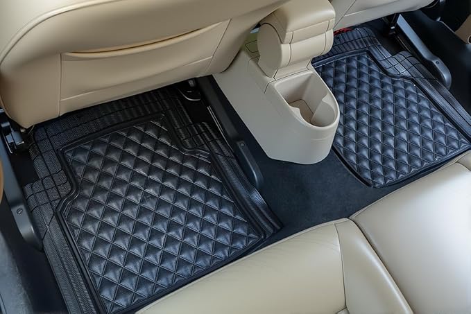 Universal Trim-to-Fit Car Floor Mats for Cars Trucks SUVs Rubber Non-Slip Waterproof All Weather Protection Floor Liner-Black