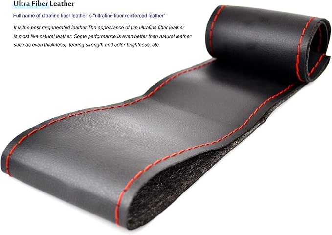 AUTOXBERT 38cm/15 Inch Hand Sewing Steering Wheel Cover Breathable Anti-Slip Leather Steering Wheel Cover for Nissan Qashqai Toyota Camry RAV4 VW Golf