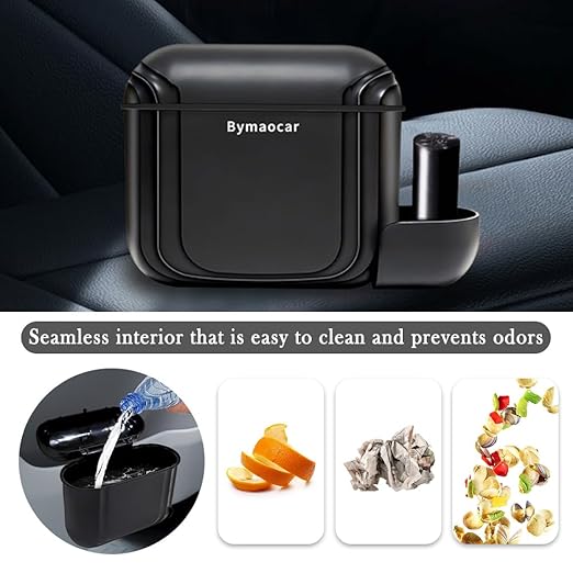 Upgraded Car Trash Can with Lid & 5 Types Mounting Clips,Push-on Car Trash Bin with Trashes Bag for Garbage Storage,Versatile Cars Garbage Can for Side Door/Chair Back