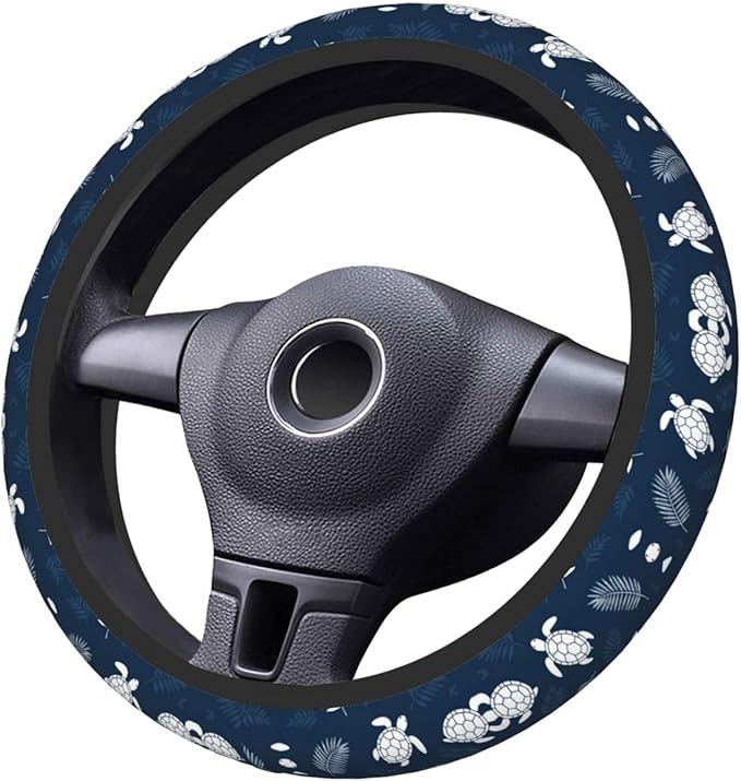 Cute Turtle Car Steering Wheel Cover, 15 Inch Steering Wheel Cover Stylish Decor for Most Cars