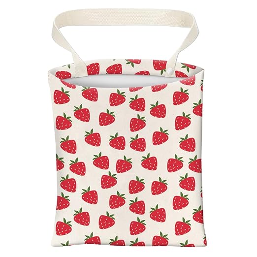 ABUIFDK Car Trash Can, Cute Car Trash Bag, Hanging Car Organizer and Storage Bag, Trash Bin for Car Accessories, Vehicle, Travelling, Camping Cute Red Strawberry