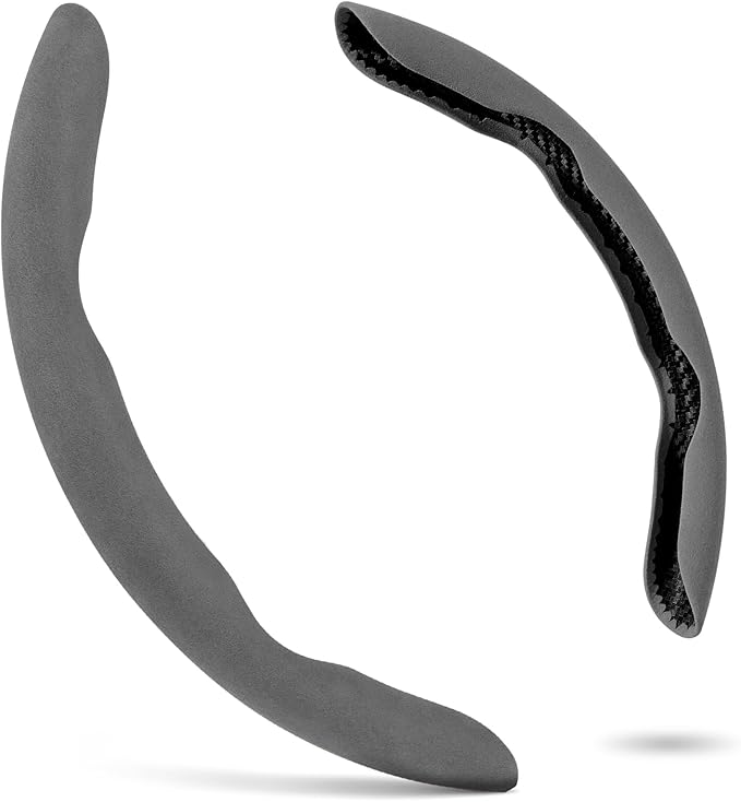 PAUUOOA 2 Piece Alcantara Steering Wheel Cover - Split Sport Design for D & O Shape Wheels, Soft Touch · Anti-Slip Grip · All Season Comfort · Durable Luxury Material for Performance Cars