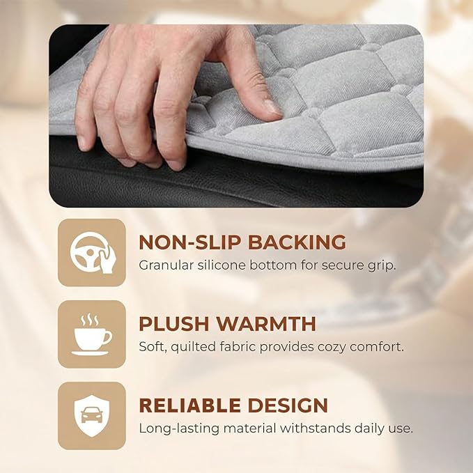 YoRise Car Seat Cushion, Soft Plush Auto Seat Pad with Storage Pocket, Car Driver Seats Protector Cover with Non-Slip Rubber Bottom, Winter Vehicle Accessory for SUV, Truck, Home, Office (Gray)