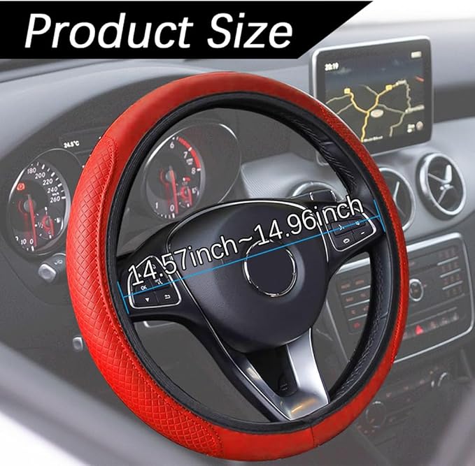 Car Steering Wheel Cover, 15 Inch PU Leather Car Steering Wheel Cover, Universal Anti-Slip Car Steering Wheel Protector, Steering Wheel Accessories