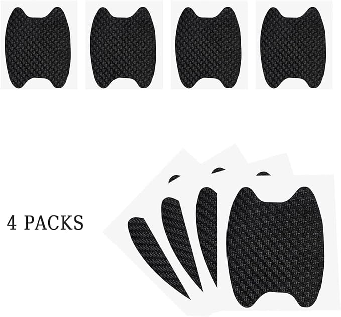 XINLIYA 4PCS Car Door Handle Protector Sticker, Universal Carbon Fiber Anti-Scratches Auto Door Handle Protective Film, Side Paint Cover Guard Stickers Fit for Most Cars (Black)