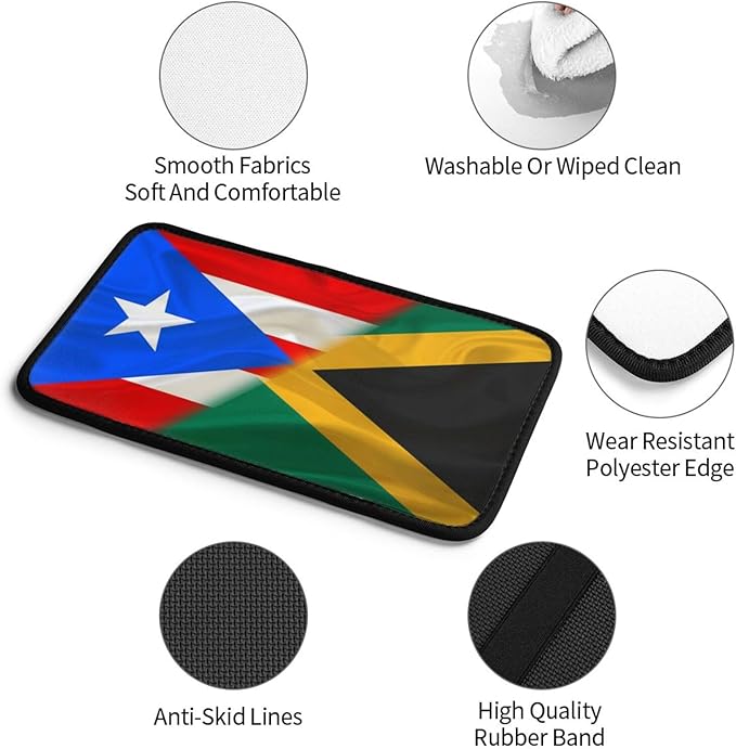 Auto Center Console Pad Puerto Rico Porto Rico Puerto Rican and Jamaica Jamaican Flag Wavy Car Armrest Cover Armrest Seat Handrail Box Cover Cushion Universal Decoration Protector Accessories