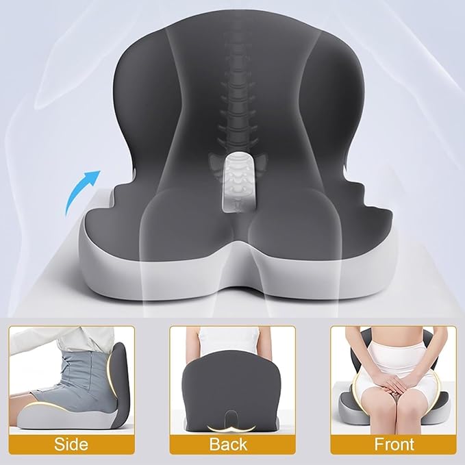 Back and Seat Cushion, Trucker Seat Cushions for Long Sitting, Car seat Cushion with Back Support, Seats Cushions for Lumbar Pain and Supporting The HIPS, Trucker Essentials (J)