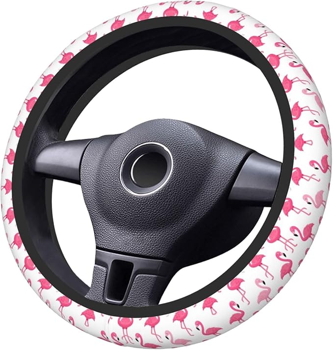 Flamingoes Art Pattern Universal Fit Steering Wheel Cover for Car, Truck, and SUV, Durable Steering Wheel Protection