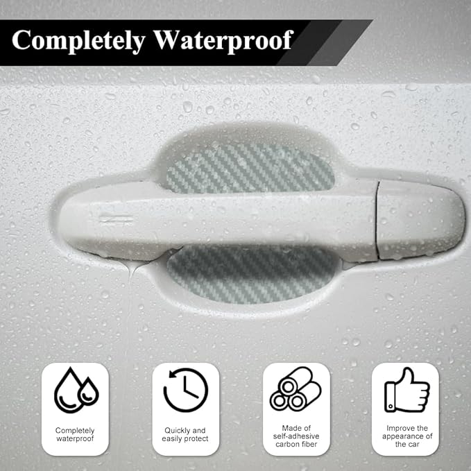 8PCS Car Door Handle Cup Scratch Protector, Car Door Handle Sticker, Scratch Auto Door Protective Film, Car Accessories Car Door Handle Protective Films Universal for Cars (Silver, 8PCS)