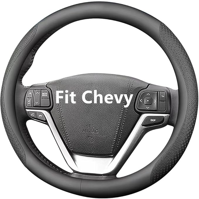 HAOTULE Nappa Leather Slim Stylish Steering Wheel Cover， for Chevrolet Steering Wheel Cover Interior Conversion (Black)
