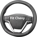 HAOTULE Nappa Leather Slim Stylish Steering Wheel Cover， for Chevrolet Steering Wheel Cover Interior Conversion (Black)