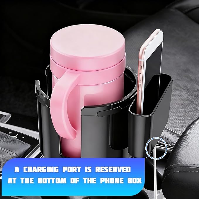 Car Cup Holder Expander, 2 in 1 Multifunctional Vehicles Drink Cup Adapter with Adjustable Base, Automotive Water Bottle Insert Holder, Universal for Automobile RV Truck