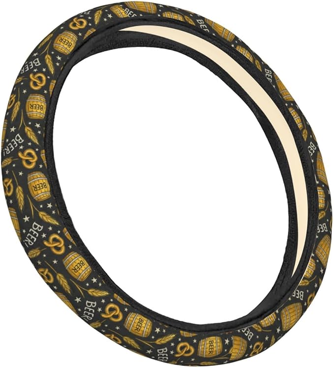 FeHuew Vintage Beer Barrel Wheats Steering Wheel Cover for Women, Girls 15 inch Universal Auto Car Anti Slip Wrap Steering Wheel Covers Fit for Vehicles, Truck, SUV