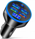 Full PD 30W Multi Port USB C Car Charger Adapter 5 in 1 with Voltage Display, PD4.0/QC4.0/PPS/AFC Super Fast Charging Cigarette Lighter Adapter with Volt Meter for MacBook iPhone Galaxy Android Phones