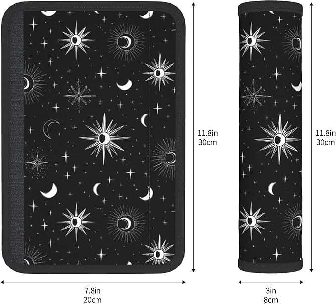 Star Moon Steering Wheel Cover Elastic Non-Slip Car Steering Wheel Covers with Seat Belt Shoulder Pad for Women Men