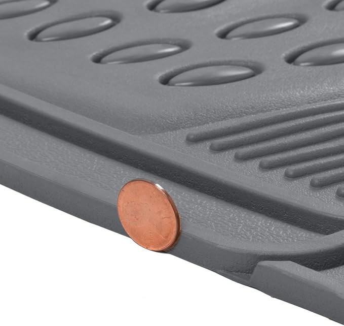 BDK 3-Piece Gray Rubber Floor Mats (Front + Rear), Heavy Duty Universal Fit Liners for Cars SUVs Trucks Vans, All Weather Protection Anti-Slip Nibs, Flexible Contours Fits Most Vehicles