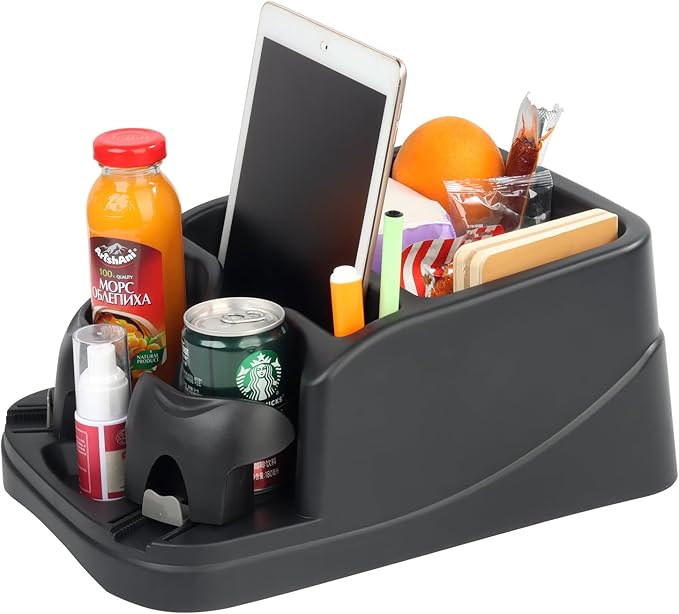 Keyiduid Center Console for Cars, Car Console Organizer with Drink Holder, Console Adjustable Cup Holder for Trucks, Floor Console for Truck, Minivans, Suvs, Vehicle Organizer (Black)
