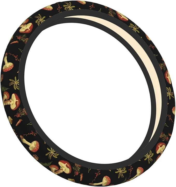 Mushroom nut Neoprene Steering Wheel Cover for Men Women Anti-Slip Elastic Steering Wheel Protective Cover 15in Universal Car Accessories Fit Cars, SUVs, Auto
