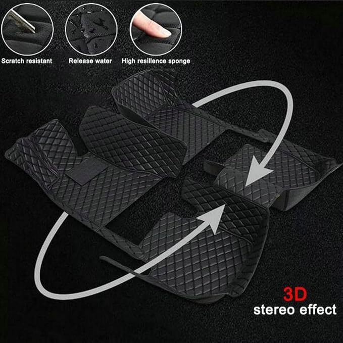 TREGOO All Weather Car Mats Custom Fit Non Slip Floor Mats for 1998-2025 Cars Personalized Leather Protection Pads Suitable for Men Women (Edge Brown, Medium Black Beige)