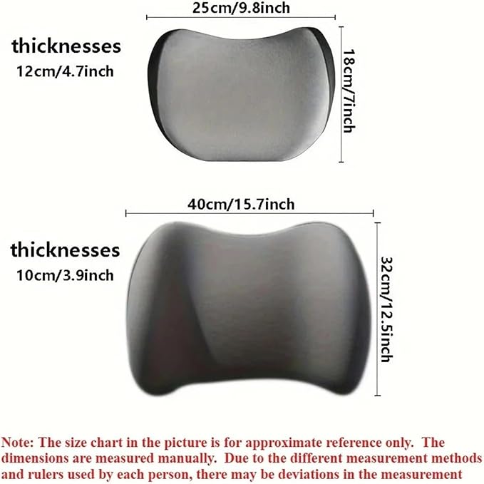 Memory Foam Car Neck Pillow - Soft fit for Seat Headrest & Lumbar Support Cushion(Grey Headrest 1PC)