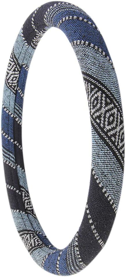 AOTOMIO 15 inch New Baja Car Steering Wheel Cover Universal Fit Most Cars Automotive Blue Ethnic Style Coarse Flax Cloth