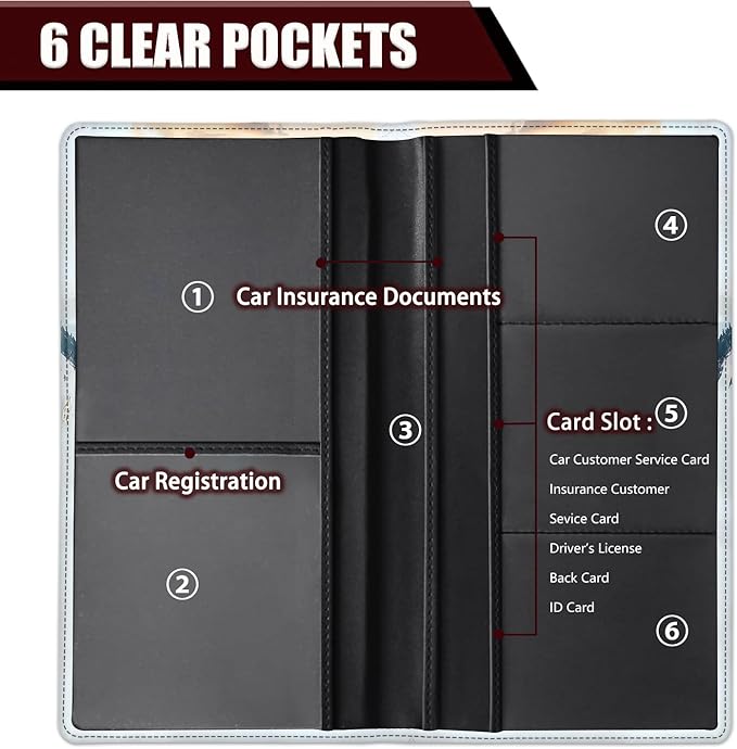 Yuxcfhjfe Car Document Holder with Magnetic Shut, Car Registration and Insurance Card Holder, Vehicle Glove Box Organizer Documents, Driver License, Auto Paperwork Organizer Wallet, Owl Gaze Pattern