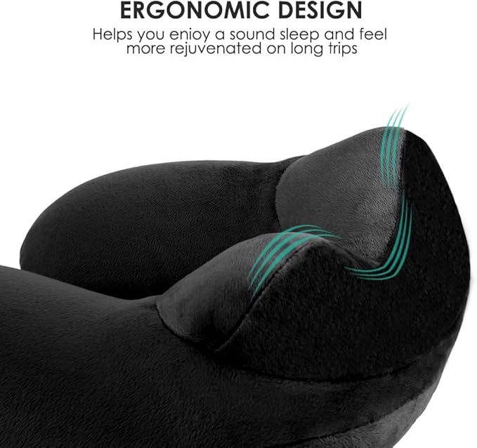 urophylla Inflatable Travel Pillow, Soft Velvet Inflatable Neck Pillow for Traveling, Airplanes, Train, Car, Office with Compact Bag, Breathable Washable Cover, Suit for Adults Sleeping - Black