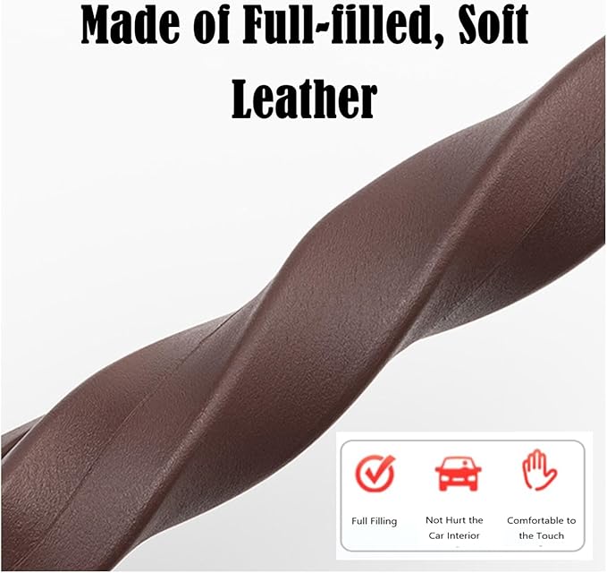 Berylins Leather Car Seat Gap Filler Universal for Car, SUV, Truck Fit Organizer Fill The Gap Between Seat and Console Stop Things from Dropping, Set of 2 (Brown)