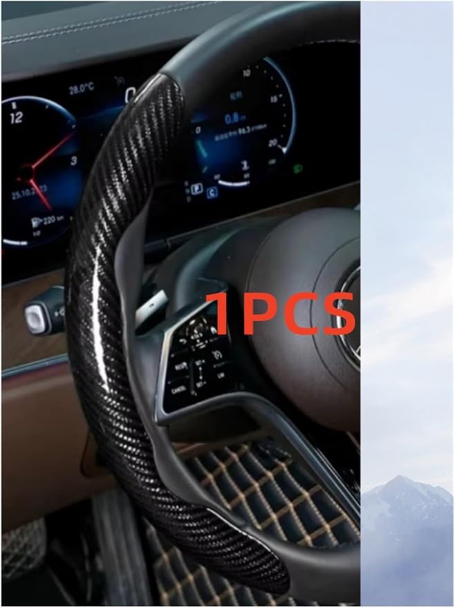 1/2PCS Laser Perforated Steering Wheel Cover, Microfiber Leather and Silicone Non-Slip Grip(1pcs Black)