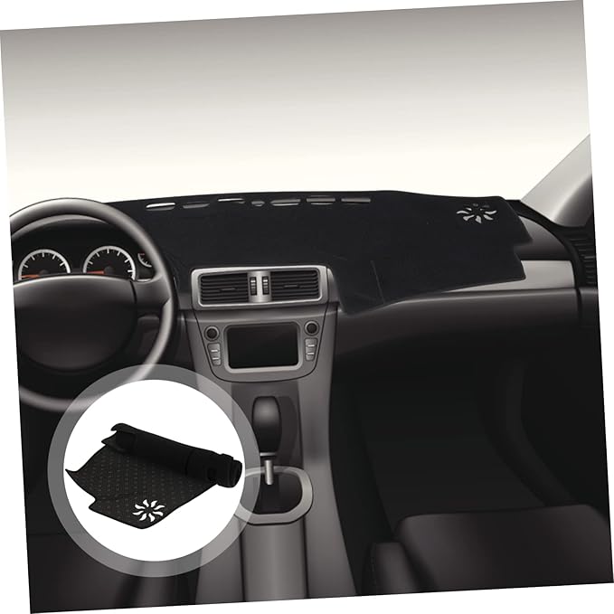 Dashboard Cover Mat for Automotive Interior Slip Polyester Protector for Sunlight and Glare for Left-Hand Drive Cars and Easy to Install