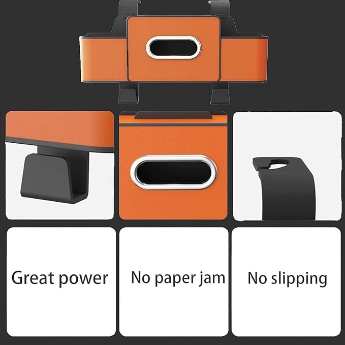 Car Organizer With Tissue Holder, Car Organizer & Storage Box, 5-in-1 Car Organizer Back of Seat, 2 Deep Cup Holders, Tissue Box Holder, Phone & Bag Hooks Zoning Storage (Orange-B)