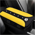 Bling Crown Car Center Console Mats, Anti-Slip and Waterproof Crystal Car Armrest Pad Protector, Universal Rustproof Armrest Decor Cushion for Cars & SUVs, Car Accessories (Yellow)