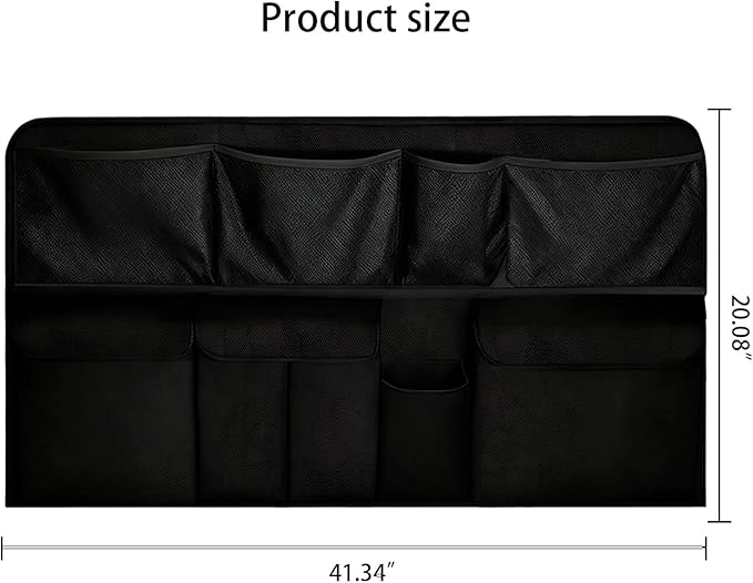 QIANKUNBAG Car Trunk Organizer, LARGE CAPACITY(41 x 20 in) Car Storage Bag with 9 Pockets, 9X Upgraded Trunk Storage Organizer for Car, SUV, Truck, Jeep，MPV- Black