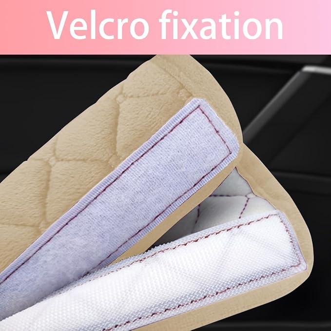 2PCS Car Grab Handle Cover, Soft Velvet Vehicle Door Pull Handle Protector, Anti-Scratch Automotive Interior Grip Gloves Decoration Accessories, Universal for SUV, Sedan, Truck (Beige)