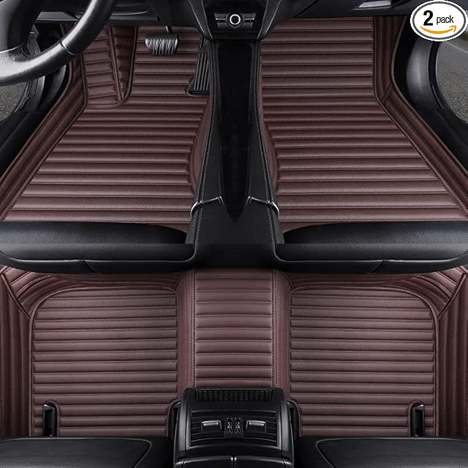 Custom Making Car Floor Mats Compatible with Audi BMW Mercedes-Benz Toyota Lexus Honda Infiniti Nissan Hyundai Kia All Models 2005-2026 (Striped Dark Brown)