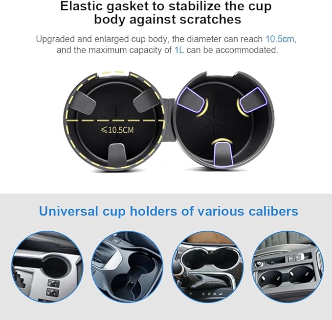 JINKEY Dual Cup Holder Expander for Car, 2 in 1 Multifunctional Large Car Cup Holder Expander Adapter with Adjustable Base, All Purpose Car Cup Holder for Bottles Cups Drinks Snack Organizer Grey
