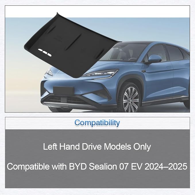 Center Console Wireless Charging Pad, Silica Gel, Compatible with BYD Sealion 07 EV 2024–2025, Black, 1 pc