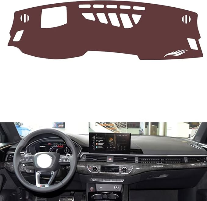 Leather Dashboard Cover Compatible with Audi RS4（HUD） 2019-2023，Dash Cover, Non-Slip Dash Cover, Dash mat Dashboard Cover, Interior Dash Covers
