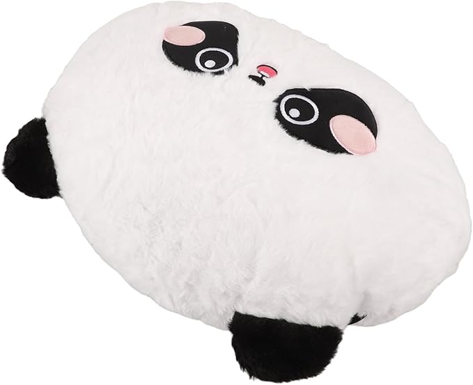 Mikinona Cartoon Panda Lumbar Support Pillow for Car Seat Cushion, Cute Panda Neck Pillow with Rabbit Hair Embroidery, Soft Round Waist Support for Driving and Office Use