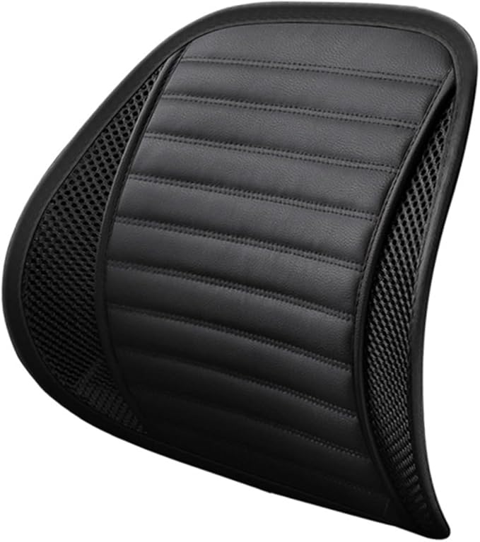 Leather Lumbar Support Seat Cushion with Mesh Breathable Car Seat for Lower Back Pain, Ergonomic Backrest for Office Chairs Car(Beige)