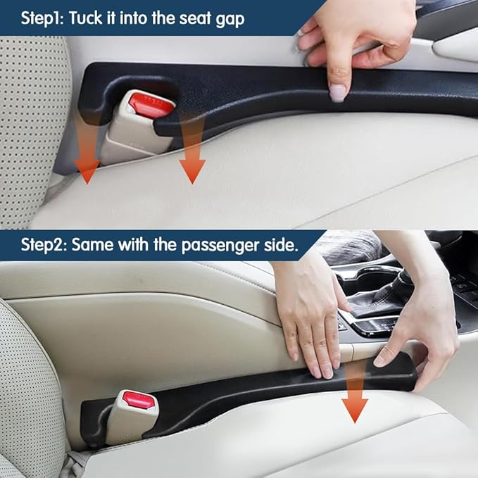 2Pcs Car Seat Gap Filler, Seat Gap Blocker, PU Leather Car Seat Gap Plug to Fill The Gap Between Seat and Console Stop Things from Dropping, Universal Car Interior Accessories for Car Truck